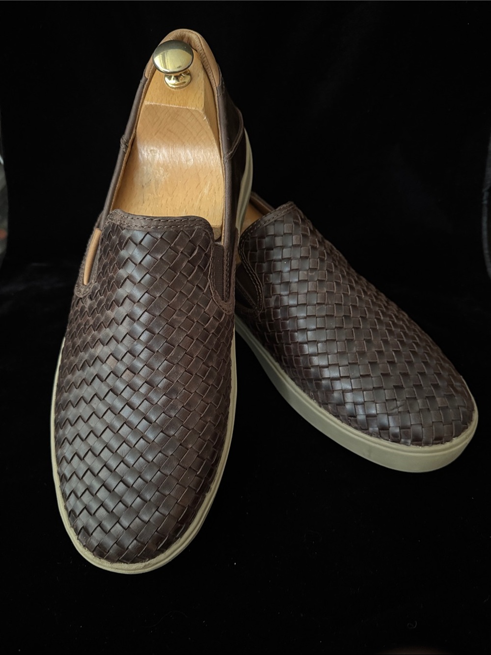 OluKai Leather Weave Slip-Ons